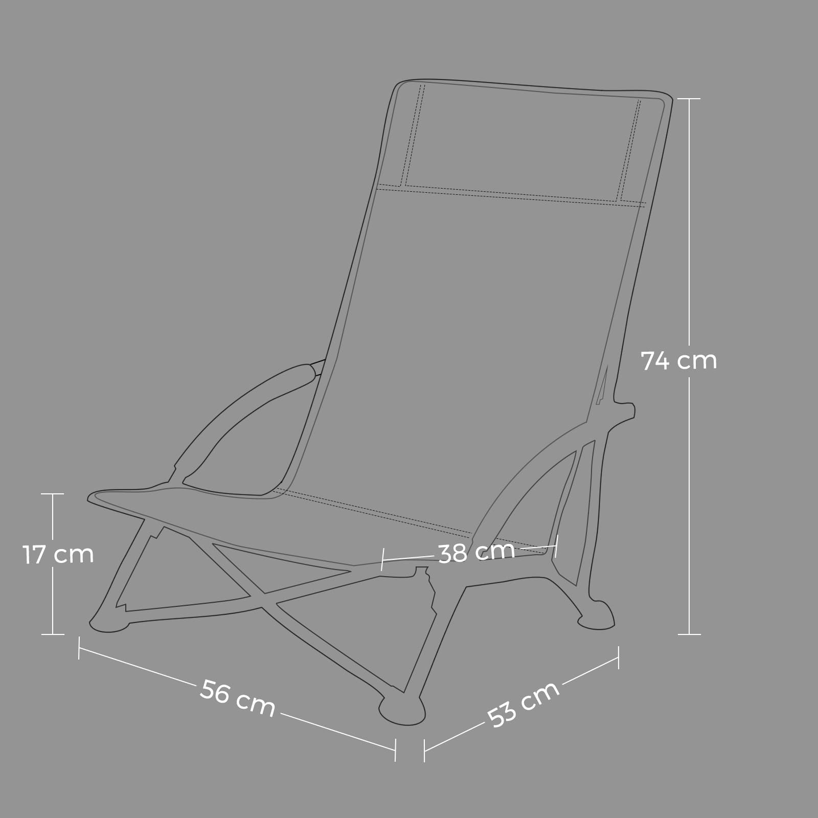 Portable Beach Chair – Fabric – Blue – Foldable High Backrest Heavy Duty Design