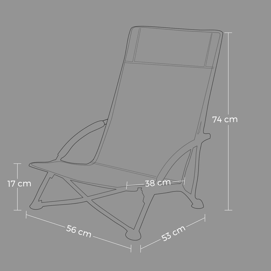 Portable Beach Chair – Fabric – Blue – Foldable High Backrest Heavy Duty Design