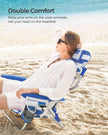 Beach Chair – Aluminium – Blue and White Stripes – Portable, Foldable, and Reclinable with Pillow
