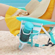 Portable Beach Chair – Aluminium – Blue and White Stripes – Foldable and Reclining with Headrest