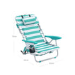 Portable Beach Chair – Aluminium – Blue and White Stripes – Foldable and Reclining with Headrest