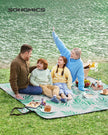 Picnic Blanket – Waterproof – Fern Pattern and Grey – Large Foldable Design 200 x 200 cm