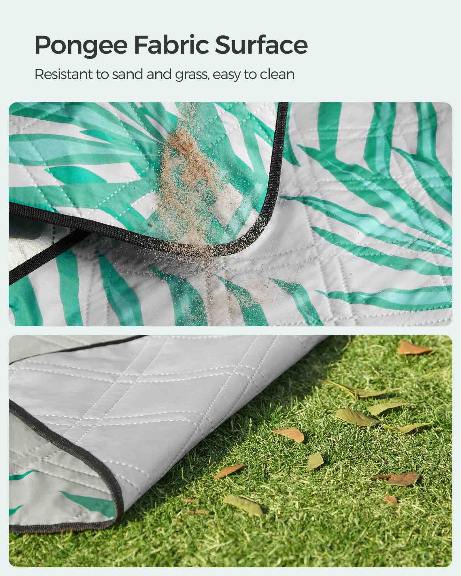 Picnic Blanket – Waterproof – Fern Pattern and Grey – Large Foldable Design 200 x 200 cm