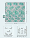 Picnic Blanket – Waterproof – Fern Pattern and Grey – Large Foldable Design 200 x 200 cm