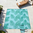 Large Waterproof Picnic Blanket – Fabric – Fern and Blue – Machine Washable and Foldable, 300 x 200 cm
