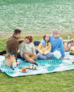 Foldable Picnic Mat – Waterproof – Blue with Fern Pattern – Large 200 x 200 cm