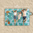 Large Waterproof Picnic Blanket – Fabric – Fern and Blue – Machine Washable and Foldable, 300 x 200 cm