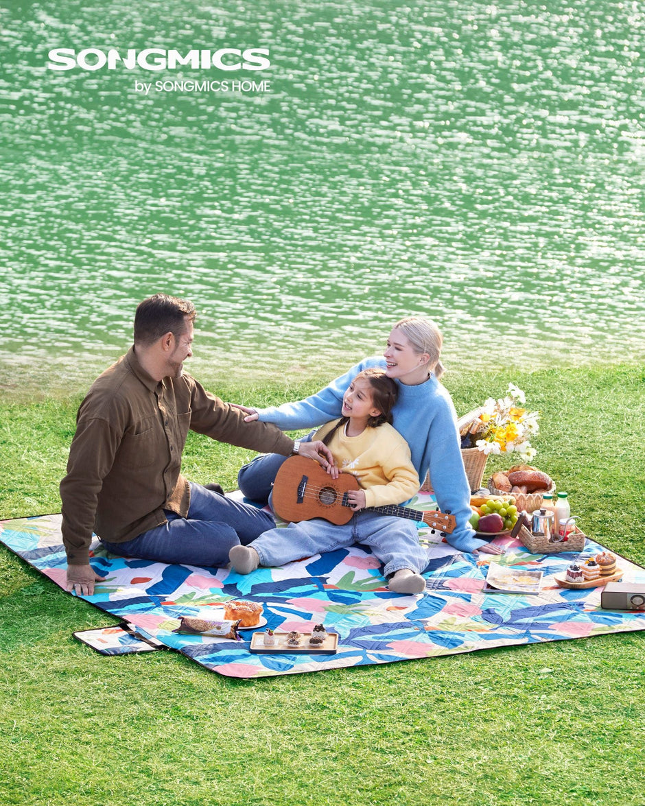 Picnic Blanket – Waterproof Fabric – Colourful Fern – Large 200 x 300 cm, Machine Washable, Foldable
