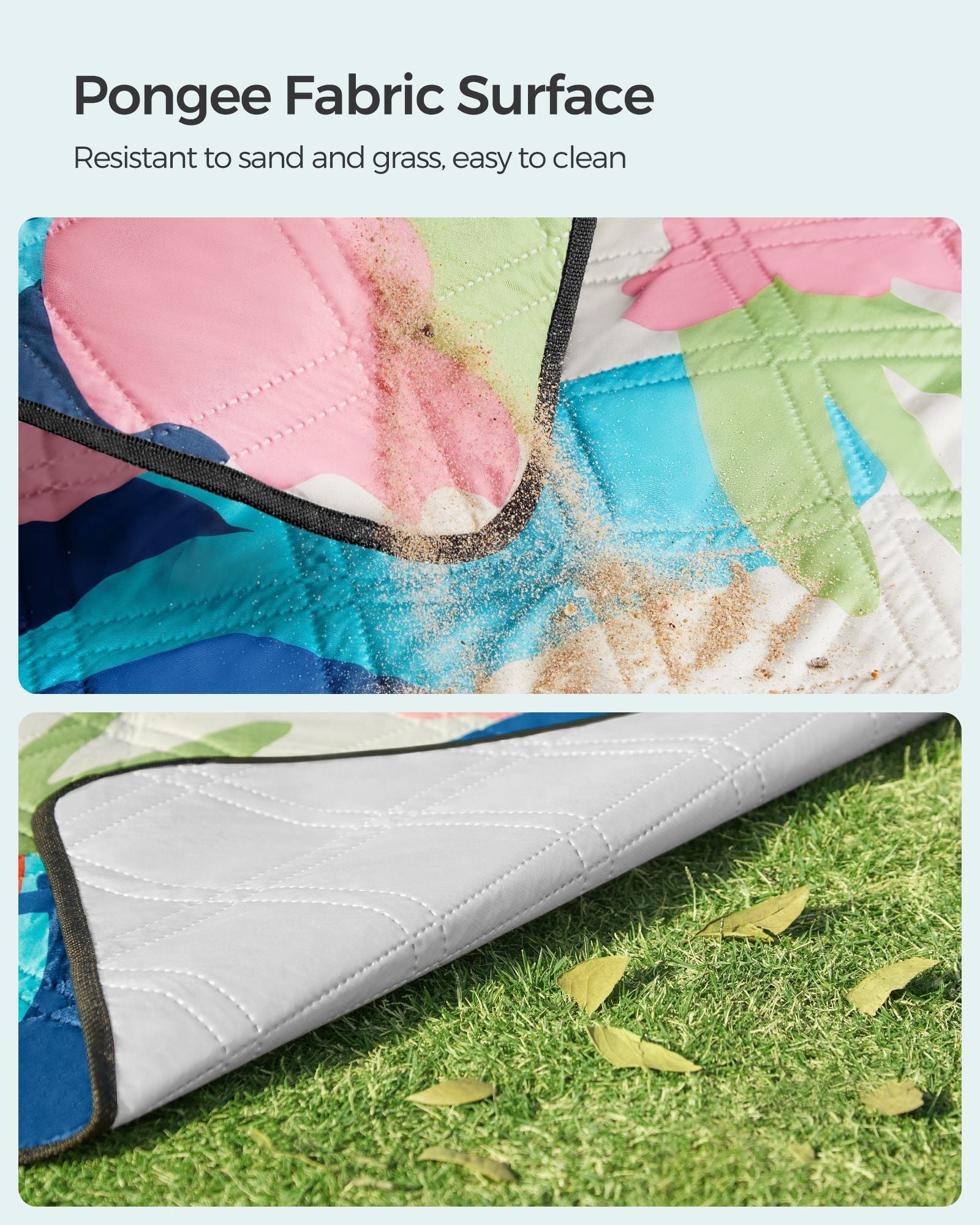 Picnic Blanket – Waterproof Fabric – Colourful Fern – Large 200 x 300 cm, Machine Washable, Foldable