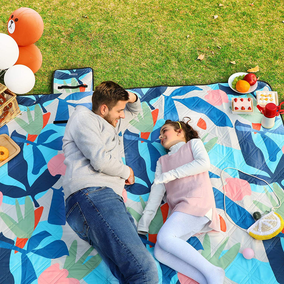 Folding Picnic Blanket – Waterproof – Multicolor Fern – Large Size 200 x 300 cm, Machine Washable