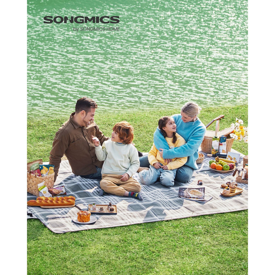 Picnic Blanket – Fabric – Grey and White – Extra Large 300 x 200 cm
