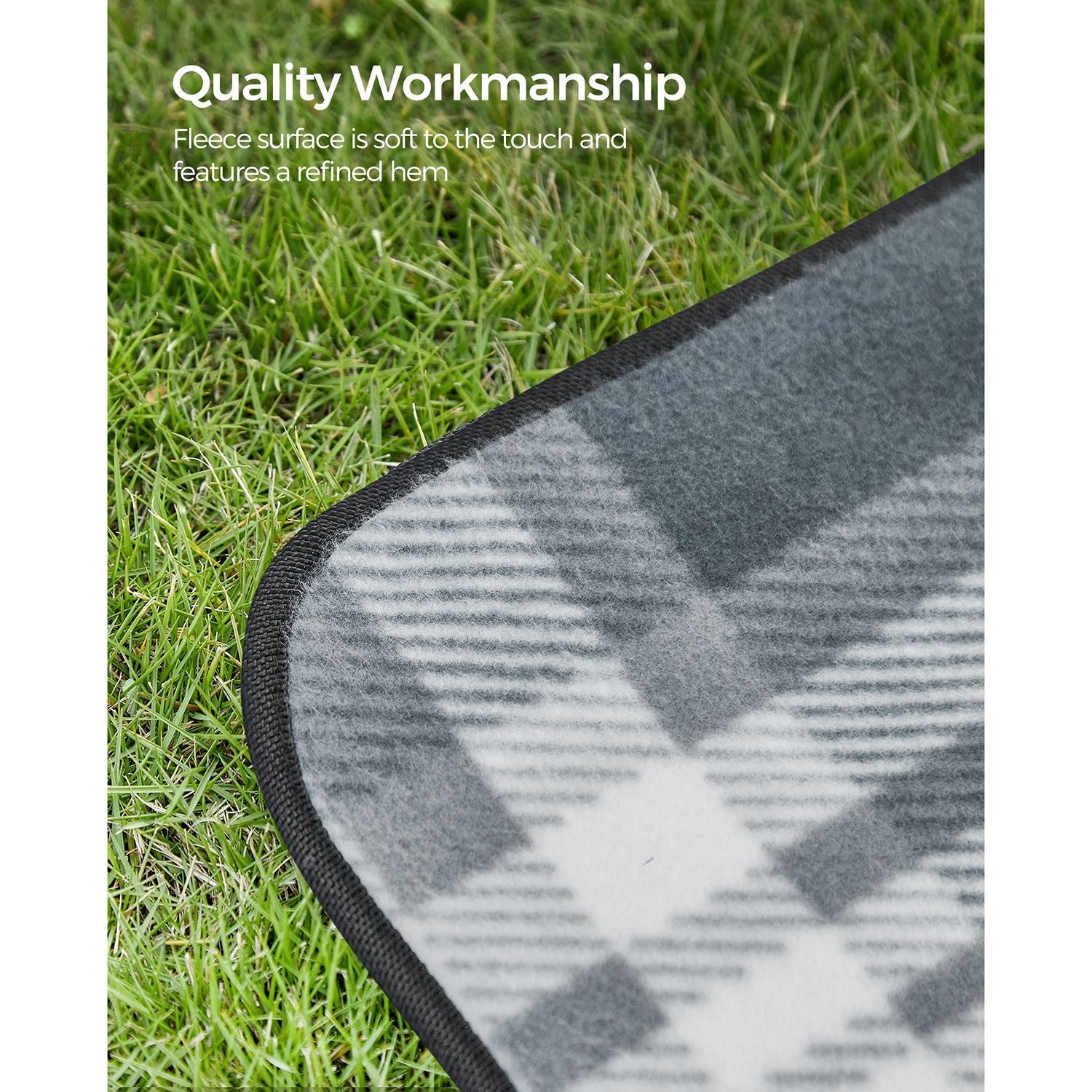 Picnic Blanket – Fabric – Grey and White – Extra Large 300 x 200 cm