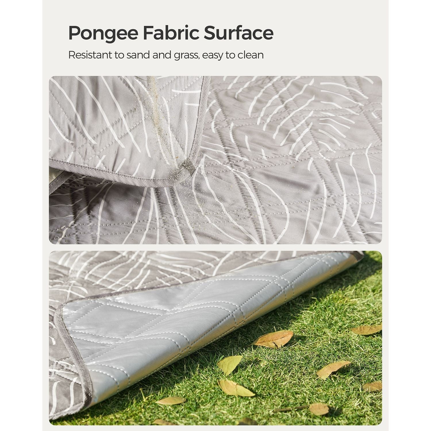 Picnic Blanket – Fabric – Khaki with Leaf Pattern – Large 200 x 200 cm