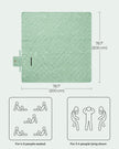 Picnic Blanket – Fabric – Mint Green and Leaf Pattern – Extra Large 200 x 200 cm