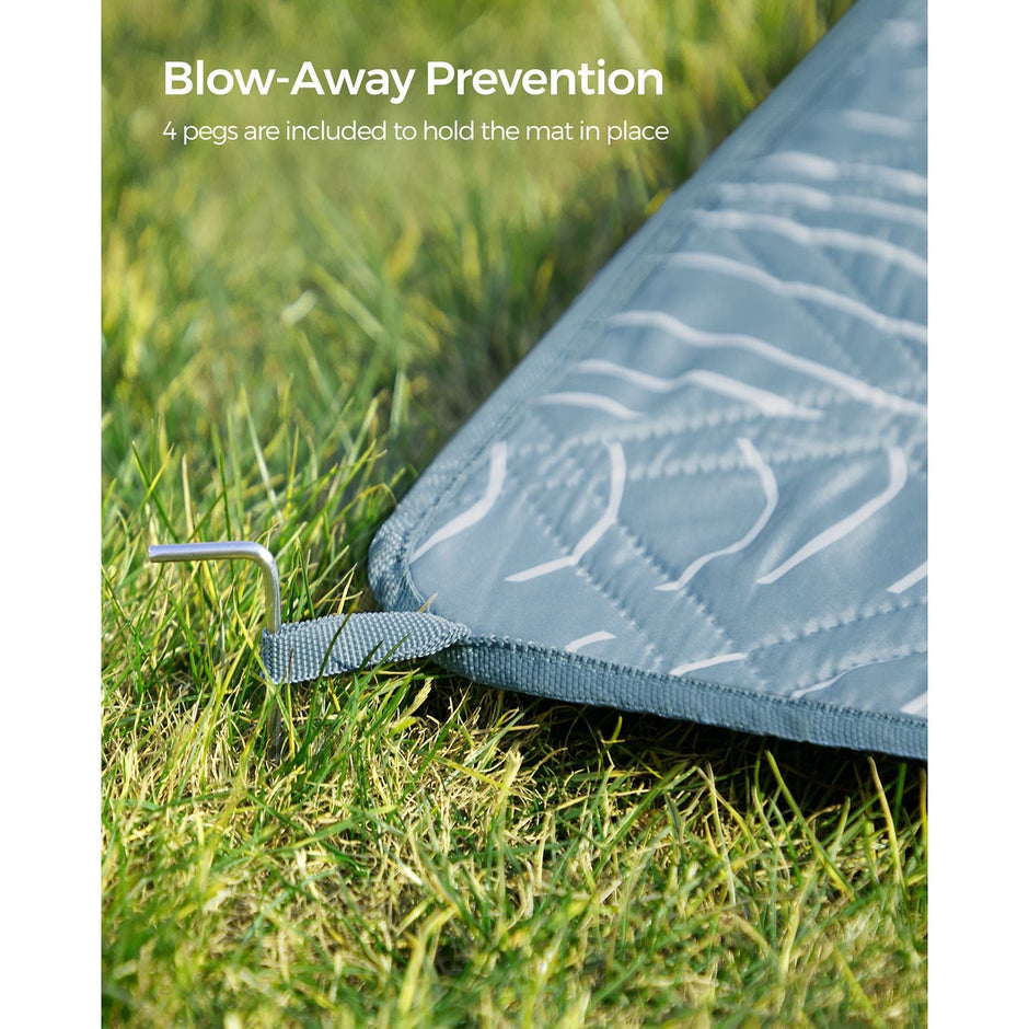 Picnic Blanket – Fabric – Blue with Leaf Pattern – Extra Large 200 x 200 cm
