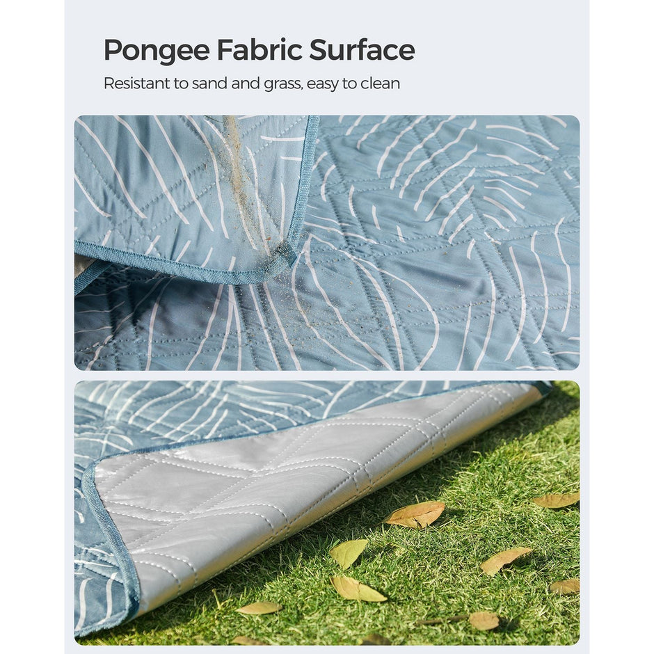 Picnic Blanket – Fabric – Blue with Leaf Pattern – Extra Large 200 x 200 cm