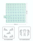 Picnic Blanket – Waterproof Fabric – Green and White – Large 200 x 200 cm with Blow-Away Prevention Pegs
