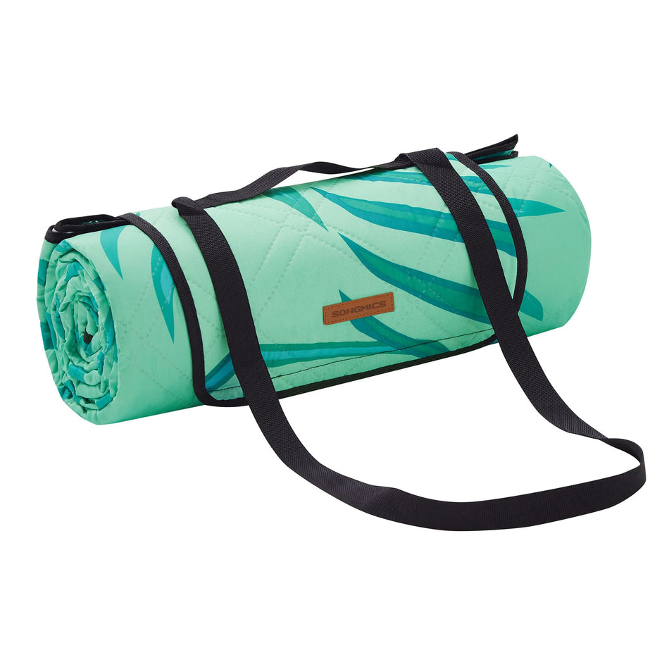 Large Waterproof Picnic Blanket – Fabric – Fern Pattern and Green – Machine Washable and Foldable