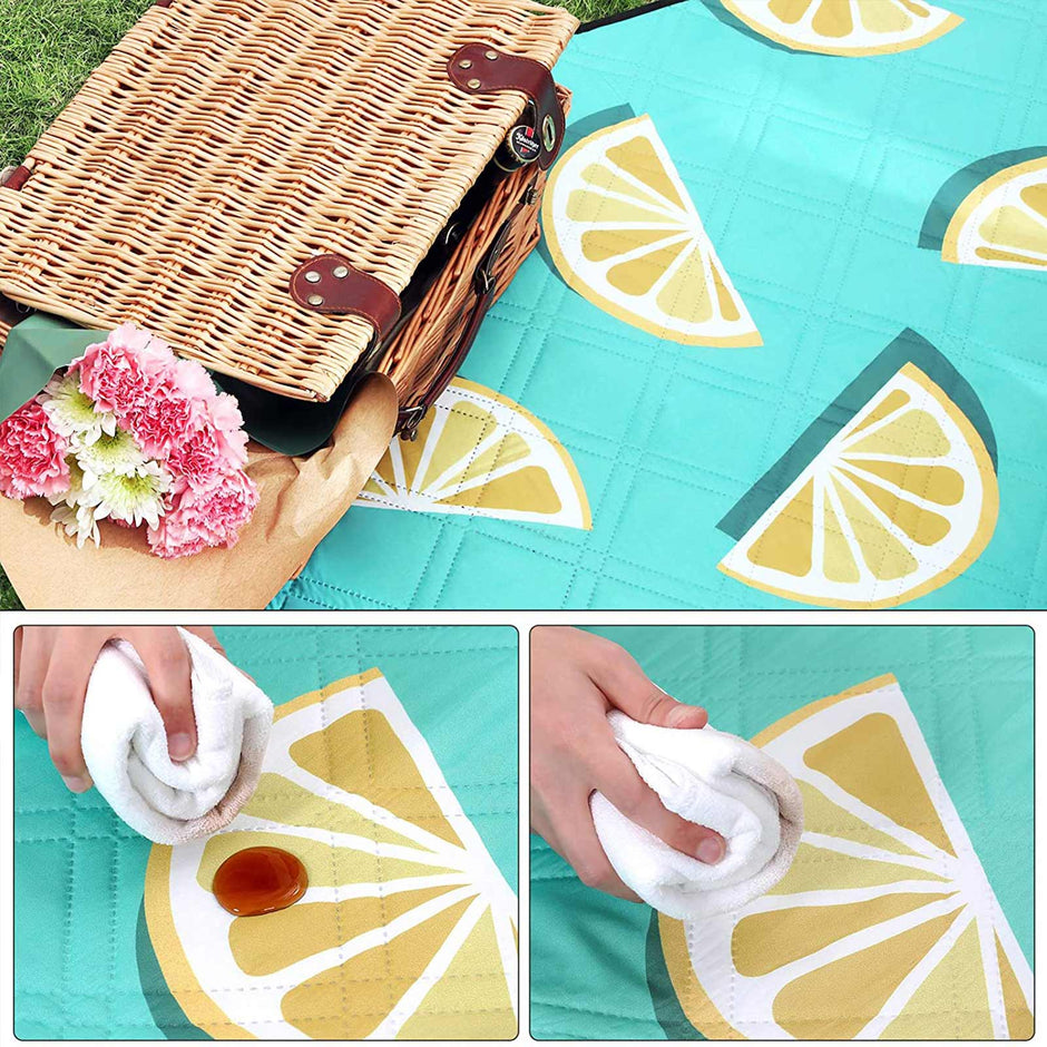 Foldable Picnic Blanket – Waterproof Layer – Aqua Color – Large Size 200 x 150 cm