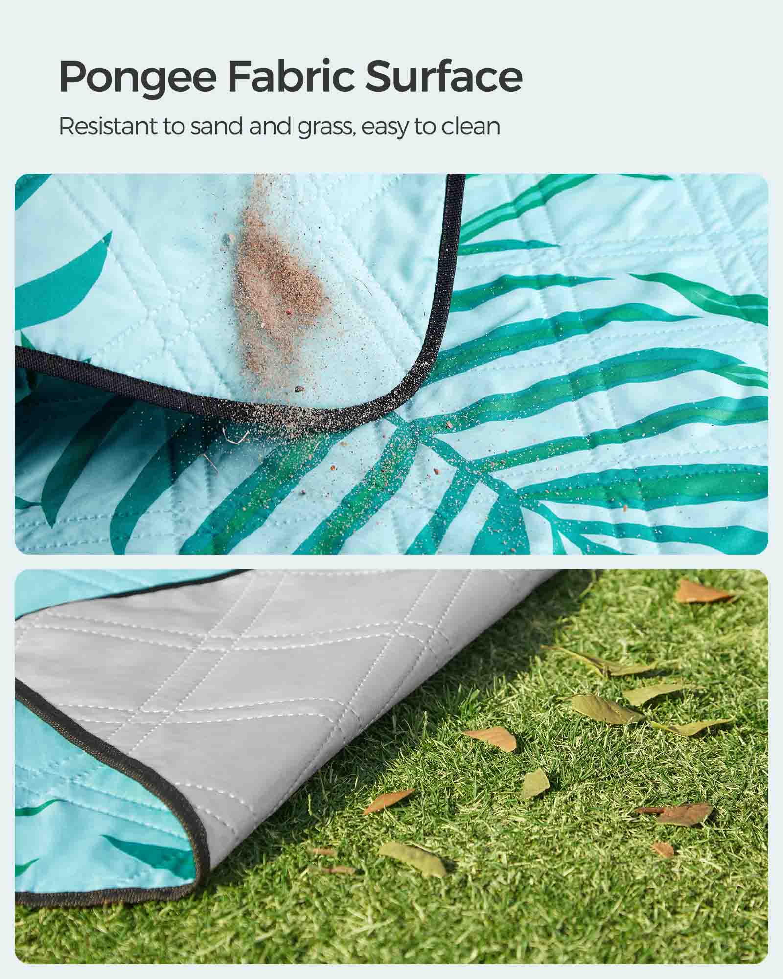 Picnic Blanket – Fabric – Blue – Waterproof, Machine Washable, Foldable, Large Fern Pattern 200 x 200 cm