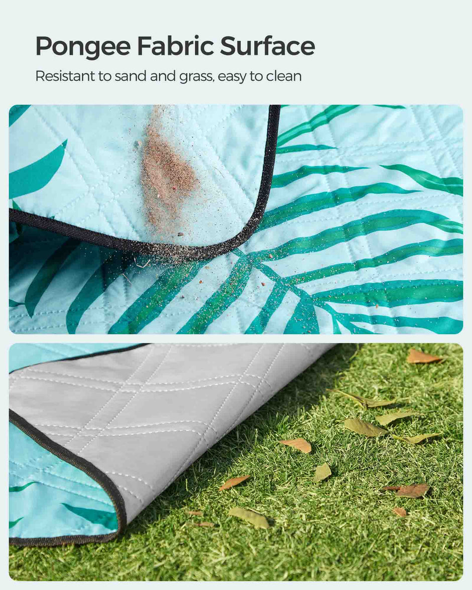 Picnic Blanket – Fabric – Blue – Waterproof, Machine Washable, Foldable, Large Fern Pattern 200 x 200 cm