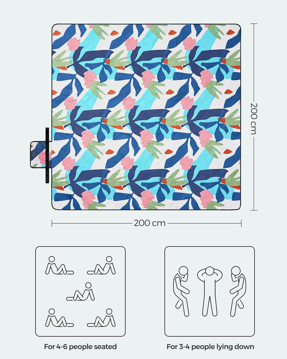 Picnic Blanket – Fabric – Multicolor – Large Waterproof and Machine Washable, Foldable Design, 200 x 300 cm