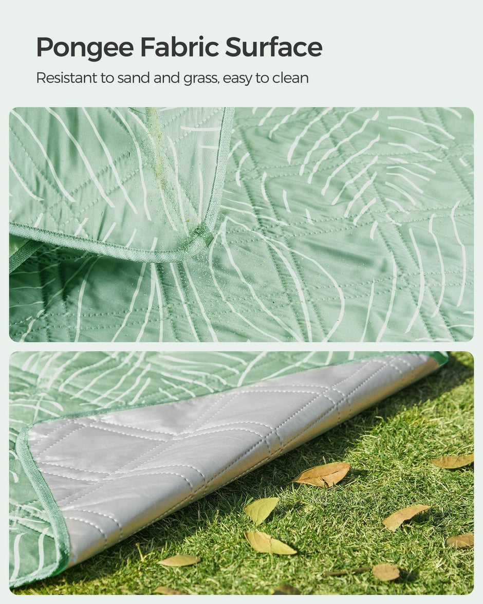Picnic Blanket – Fabric – Mint Green with Leaf Pattern – 300 x 200 cm