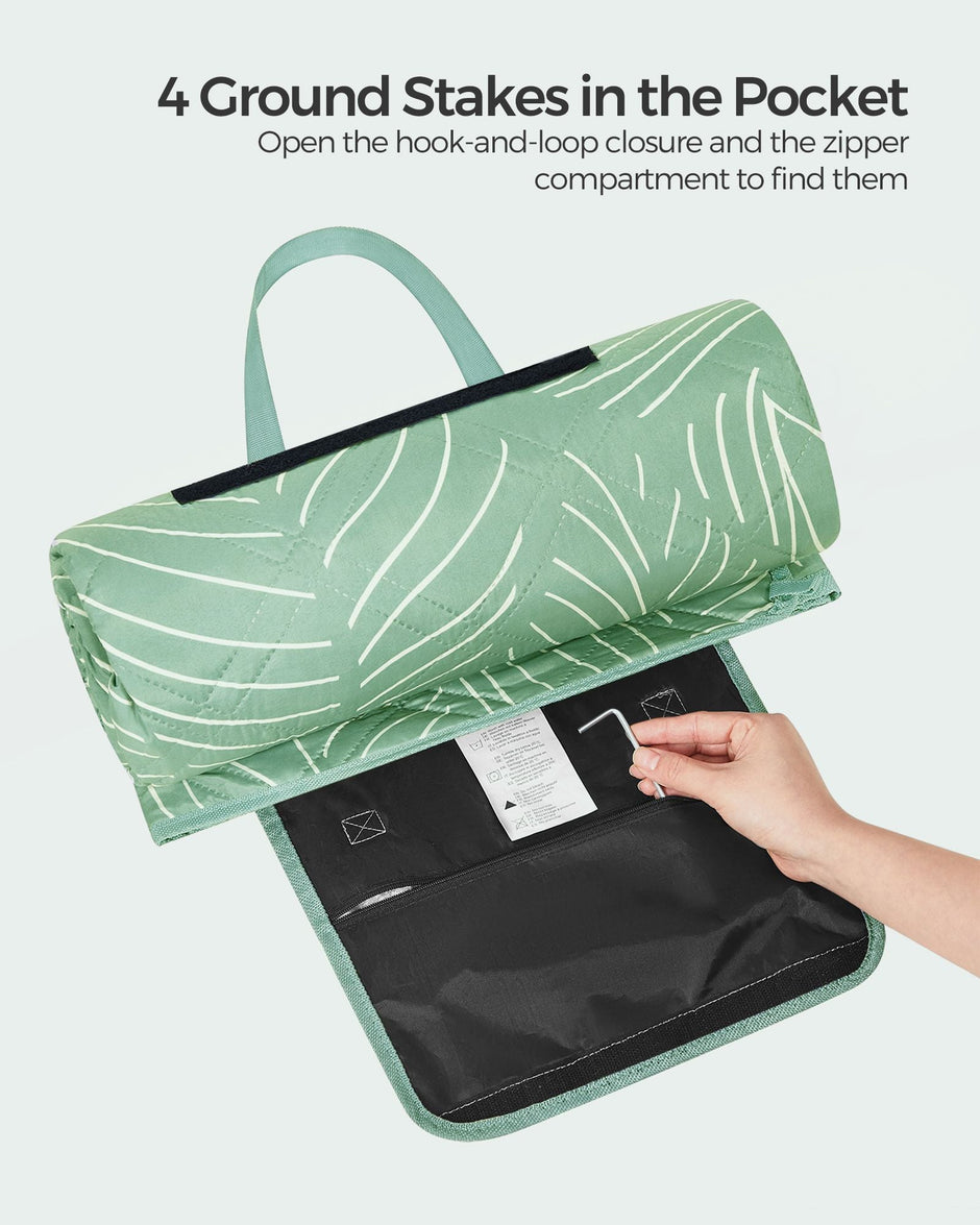 Picnic Blanket – Fabric – Mint Green with Leaf Pattern – 300 x 200 cm