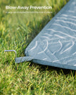 Picnic Blanket – Fabric – Light Blue with Leaf Pattern – Generously Sized 300 x 200 cm