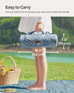 Picnic Blanket – Fabric – Light Blue with Leaf Pattern – Generously Sized 300 x 200 cm