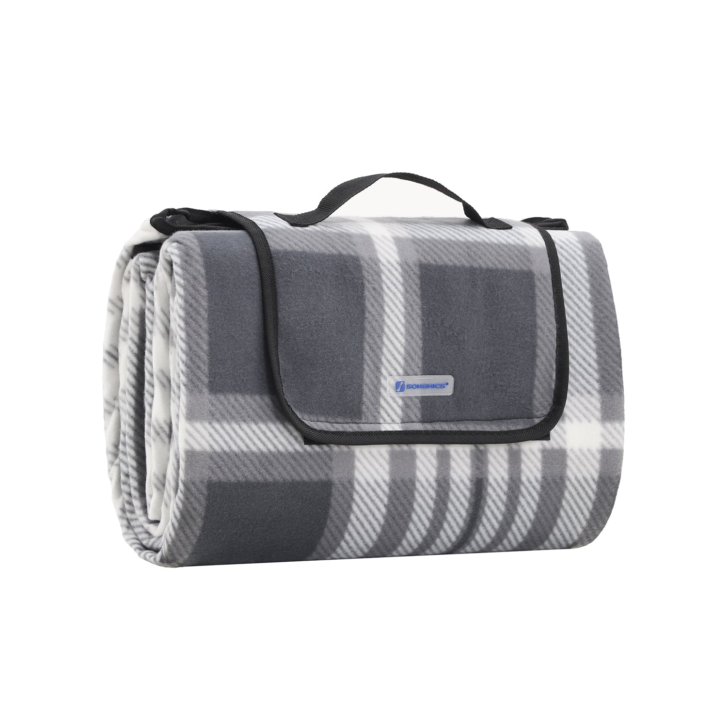 Picnic Blanket – Fabric – Grey and White – Large Waterproof Outdoor Mat, 195 x 150 cm