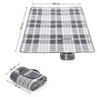 Picnic Blanket – Fabric – Grey and White – Large Waterproof Outdoor Mat, 195 x 150 cm