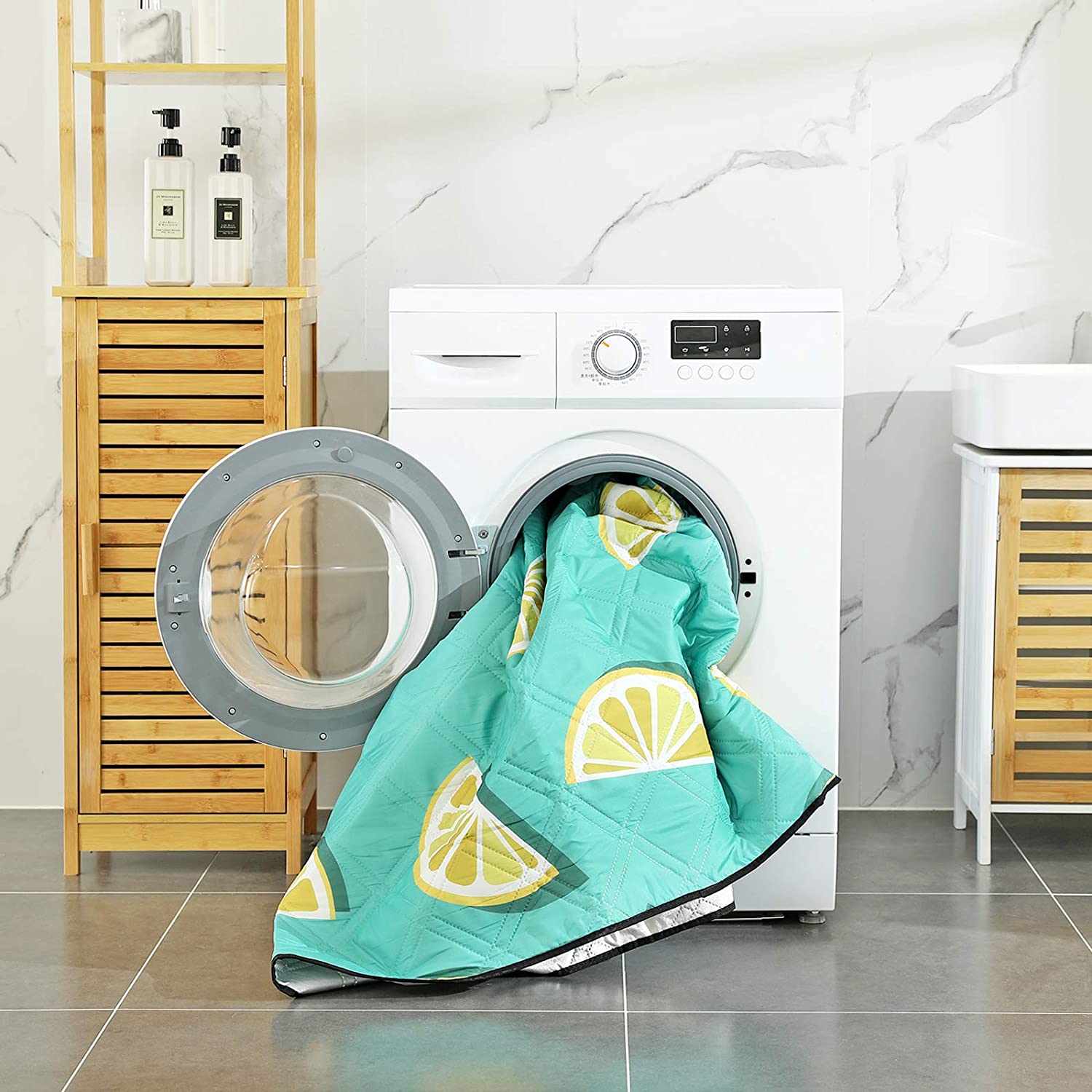 Large Camping Picnic Blanket – Waterproof Layer – Aqua Color – Machine Washable and Foldable