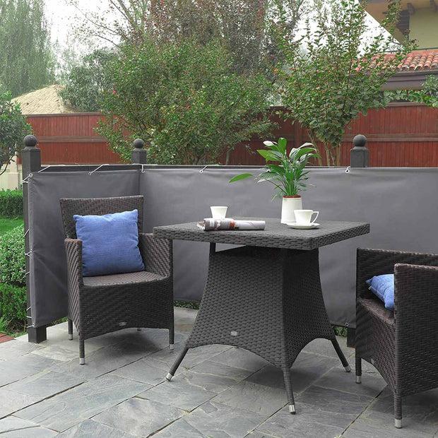 Balcony Terrace Privacy Protector – Water-Repellent Polyester – Smoky Grey – Includes Rope and Aluminium Eyelets