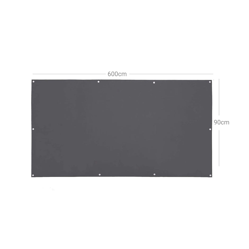 Balcony Terrace Privacy Protector – Water-Repellent Polyester – Smoky Grey – Includes Rope and Aluminium Eyelets