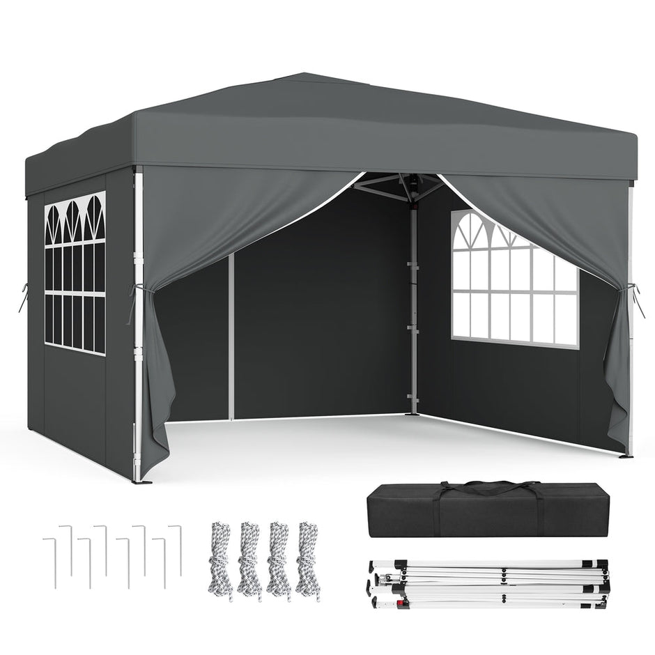 Pop Up Gazebo - 9.4L - PE Plastic, Steel - UV Protection, Drizzle-Resistant