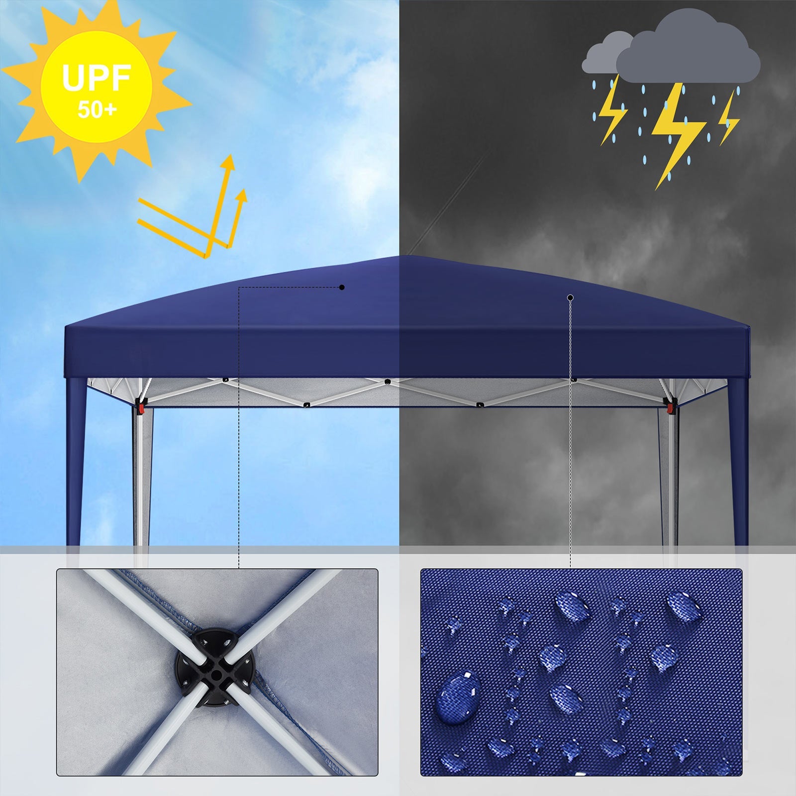 Portable Pop-Up Gazebo – Fabric – Blue – Anti-UV Canopy for Outdoor Events
