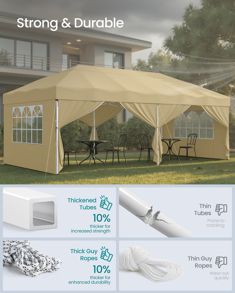 Pop Up Gazebo - 30L - Steel & Oxford Fabric - UV Protection - Drizzle-Resistant