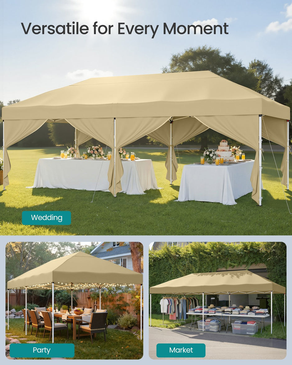 Pop Up Gazebo - 30L - Steel & Oxford Fabric - UV Protection - Drizzle-Resistant