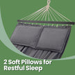 Hammock – TC Fabric – Grey – Outdoor Swing Bed with Two Pillows and Wooden Bars