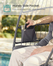 Outdoor Hanging Egg Chair - 38.6L x 40.6W x 76.8H - Steel, Velvet - Foldable Basket - Height-Adjustable