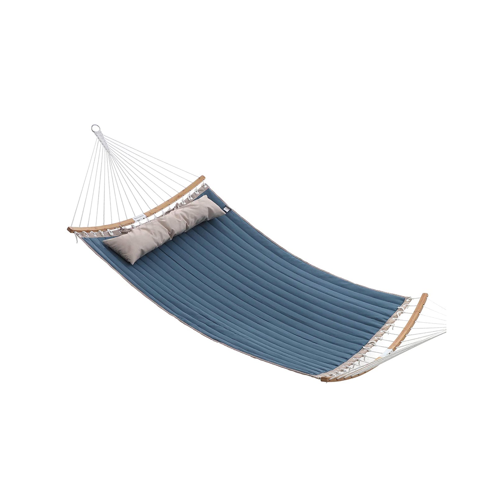Double Hammock – Oxford Fabric – Blue – Quilted with Pillow and Bamboo Spreader Bars