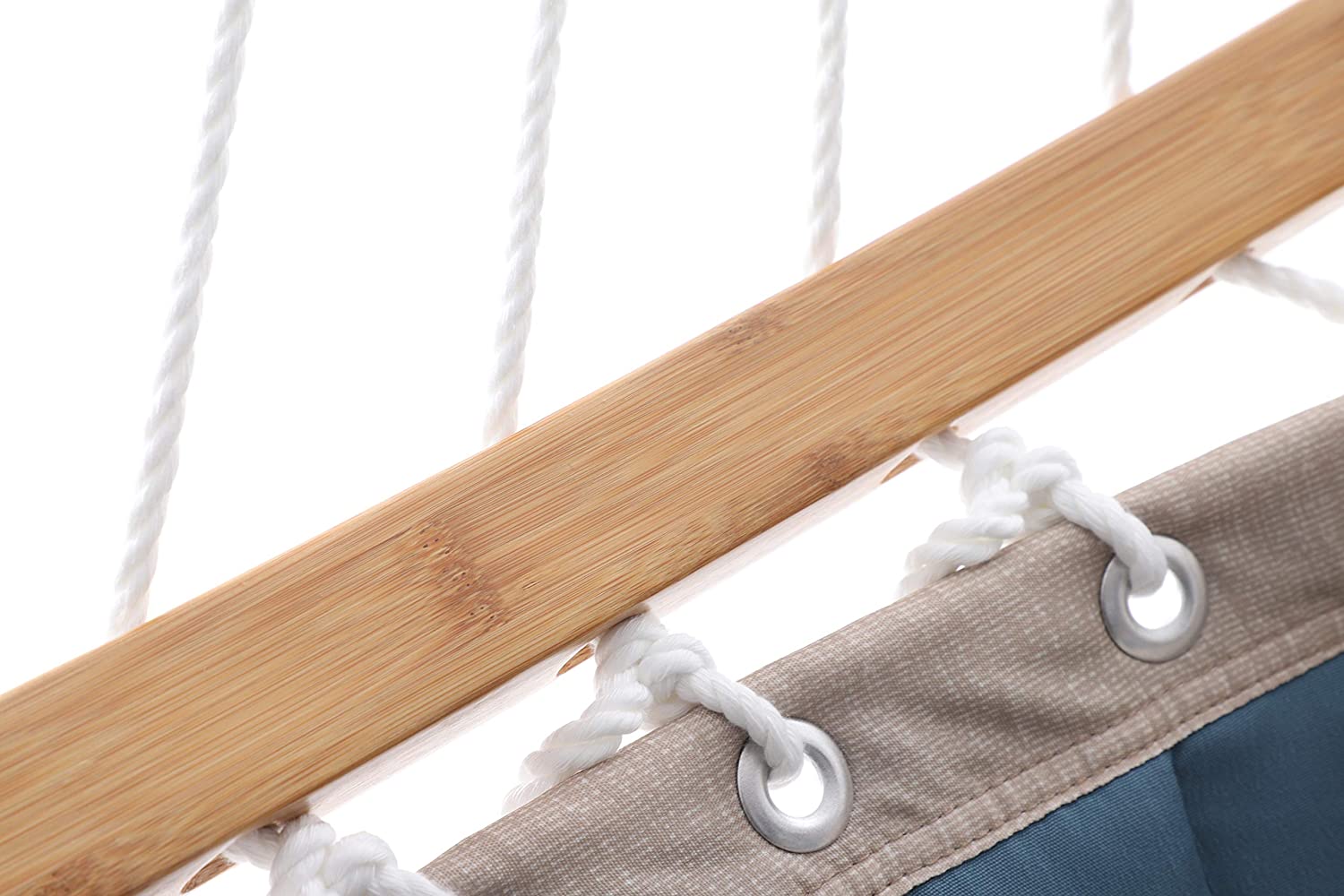 Double Hammock – Oxford Fabric – Blue – Quilted with Pillow and Bamboo Spreader Bars