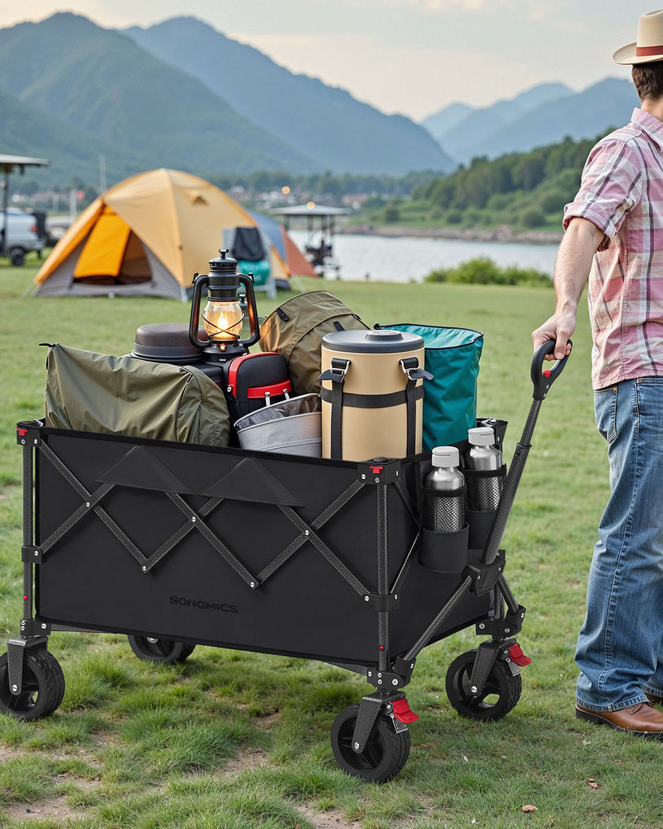 Foldable Trolley – Fabric – Ink Black – 150 L Capacity, Holds up to 150 kg