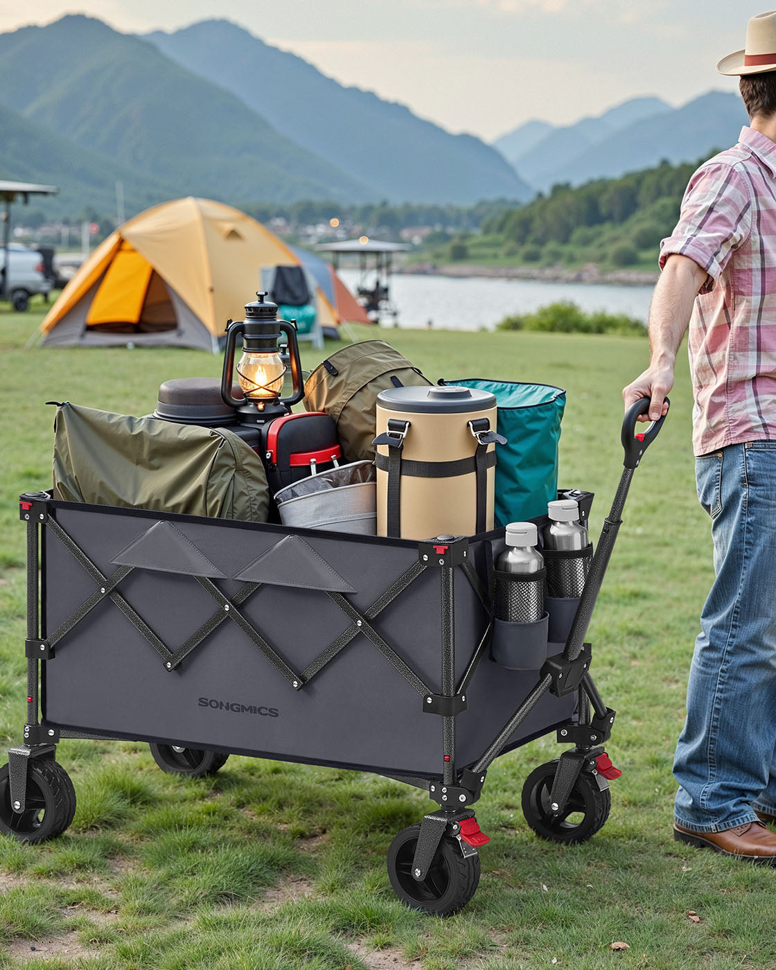Foldable Trolley – Metal – Slate Grey – 150 L Capacity, Holds up to 150 kg, Space-Saving Design with Removable Wheels