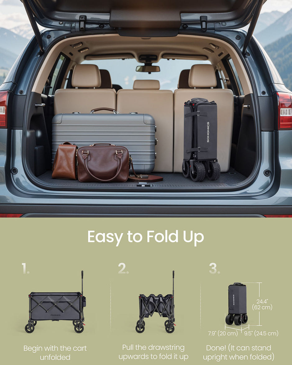 Foldable Trolley – Metal – Slate Grey – 150 L Capacity, Holds up to 150 kg, Space-Saving Design with Removable Wheels