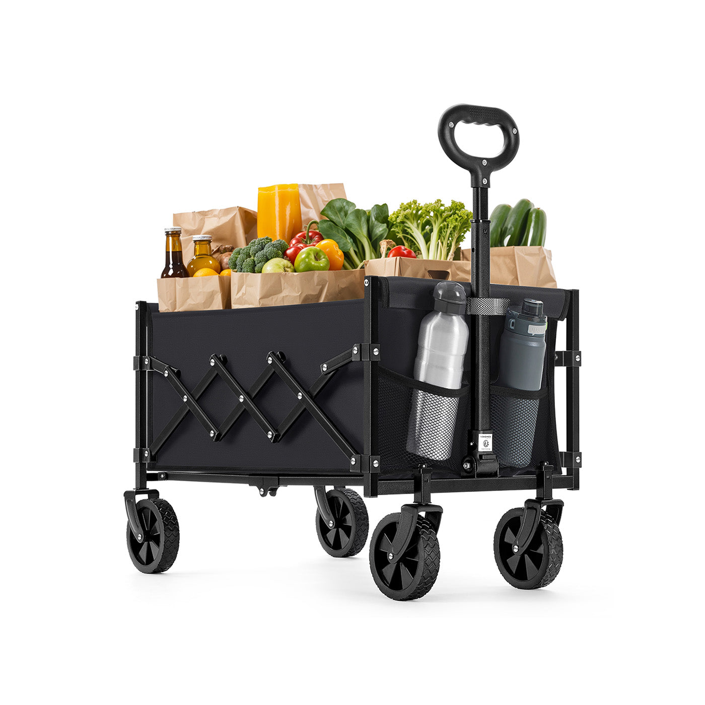 Foldable Camping Trolley – Fabric – Ink Black – Heavy-Duty, Compact Design with 4 Reinforced Wheels