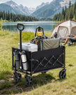 Foldable Camping Trolley – Fabric – Ink Black – Heavy-Duty, Compact Design with 4 Reinforced Wheels