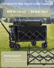 Folding Garden Cart – Steel – Slate Grey – 4 Reinforced Wheels and Adjustable Handle