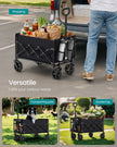 Folding Garden Cart – Steel – Slate Grey – 4 Reinforced Wheels and Adjustable Handle